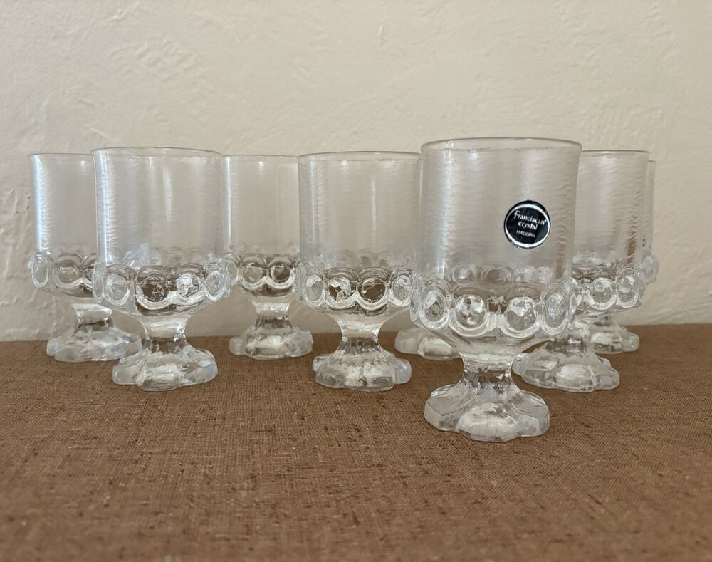 Franciscan Crystal Madeira Glass Goblet Set of 8 Tiffin Ice 4.75” 6 Ounces